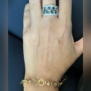 SOLD: Solid 18K Diamond Ring with Green Emerald Stones